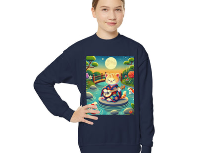 Melodic Kitten by the Koi Pond Youth Crewneck Sweatshirt