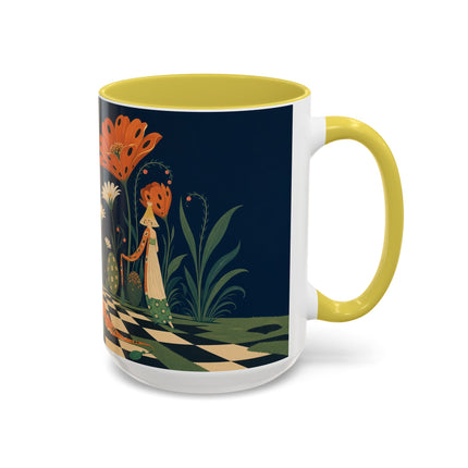 🌼🧡 The Midnight Floral Masquerade Colorful Mug – Art Deco Fashion Fantasy