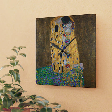 The Kiss by Gustav Klimt Acrylic Wall Clock, Round and Square