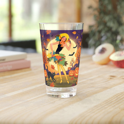 🌕🍂 Autumn Song Beneath The Harvest Moon Glass, 16oz – Whimsical Halloween Charm