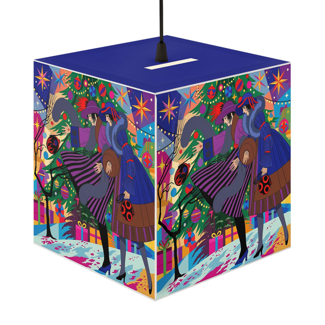 🎄✨Christmas Among The Twinkling Trees Light Cube Lamp – Art Deco Holiday Fantasy