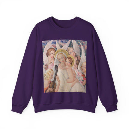 Madonna with Child Surrounded by Musical Angels by Gerda Wegener Heavy Blend™ Crewneck Sweatshirt