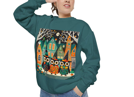 Night of the Trick-or-Treating Owlets Unisex Garment-Dyed Sweatshirt