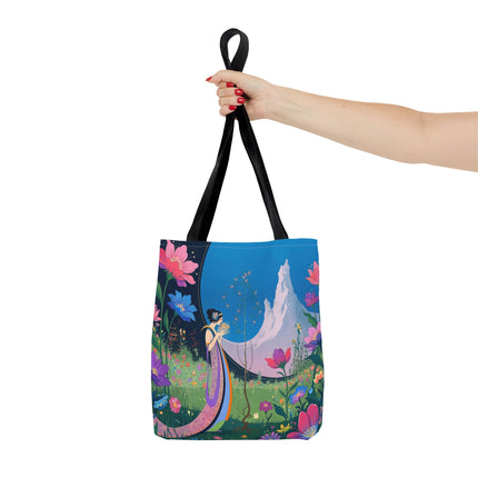 🌸🏔️ The Lady Of The Mountain Garden Tote Bag – Art Deco Floral Fantasy