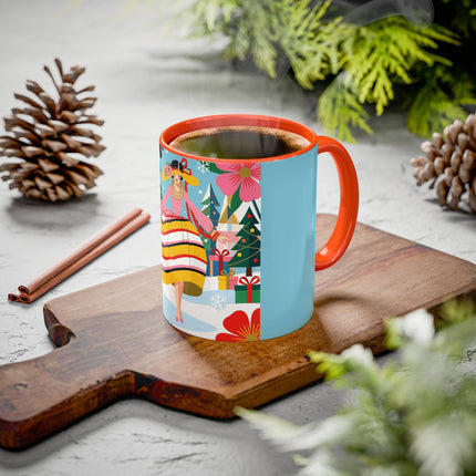 🌼🎄 The Christmas Blossom Belle Colorful Mug – Colorful Art Deco Holiday Fantasy