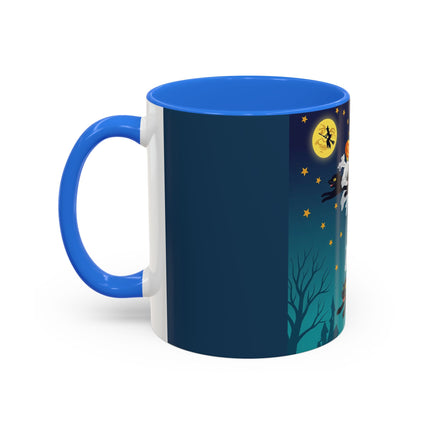 🐈‍⬛🎃 The Flying Black Cats Of Halloween Colorful Mug – Whimsical Storybook Charm