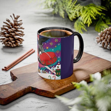 🎁✨ The Lady Of The Christmas Hatbox Colorful Mug – Art Deco Holiday Fantasy