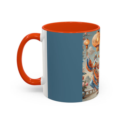 Golden Dragon & Lantern Lady Colorful Mug – Imperial Dragon & Elegant Harmony