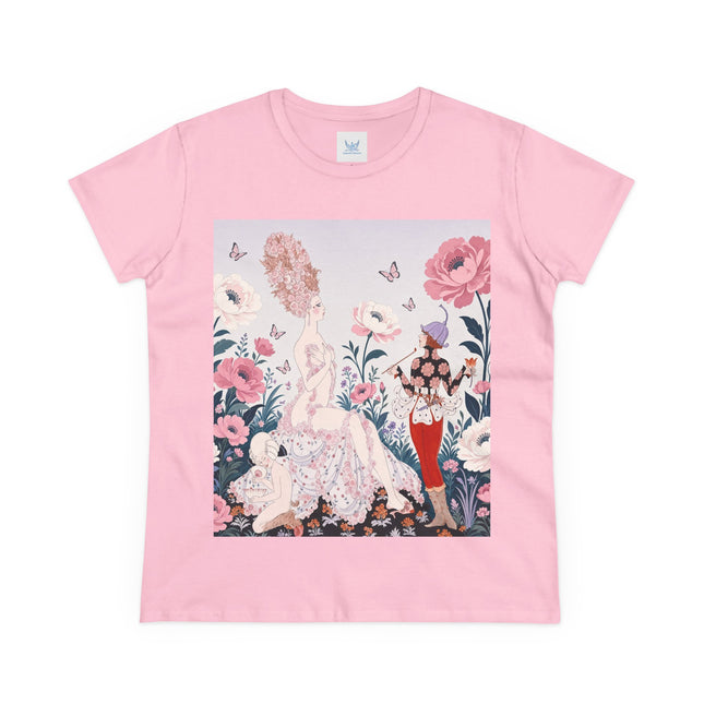 🌸🦋 The Enchanted Rose Garden Encounter Cotton Tee – Art Deco Floral Whimsy