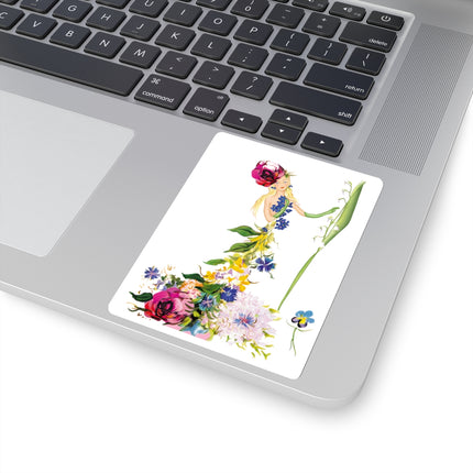 Blooming Splendor: A Floral Transformation Kiss-Cut Stickers (4 Sizes)