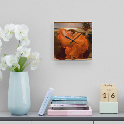 Flaming June by Frederic Leighton Acrylic Wall Clock, Round and Square