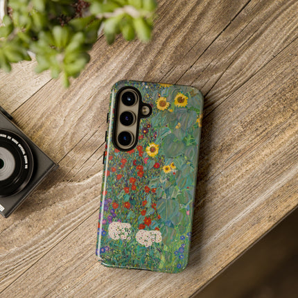 Farm Garden with Sunflowers by Gustav Klimt Phone Cases