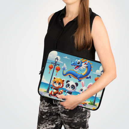 Seaside Scooter Friends Laptop Sleeve – Coastal Fun & Playful Adventure