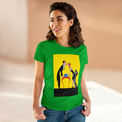 Moment of Elegance: A Passionate Embrace Amidst Golden Splendor Women's Midweight Cotton Tee