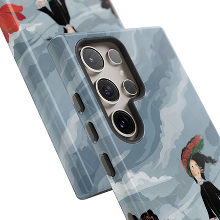 🌧️🌺 The Stormy Flower Walk Phone Case – Art Deco Floral Fashion