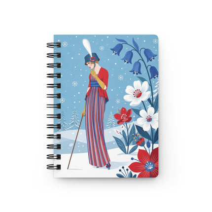 ❄️🌺 The Lady Of The Snowflower Garden Spiral Notebook – Art Deco Winter Elegance