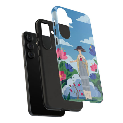 🌸🎩 The Lady Of The Grand Flower Garden Phone Case – Art Deco Fashion Illustration