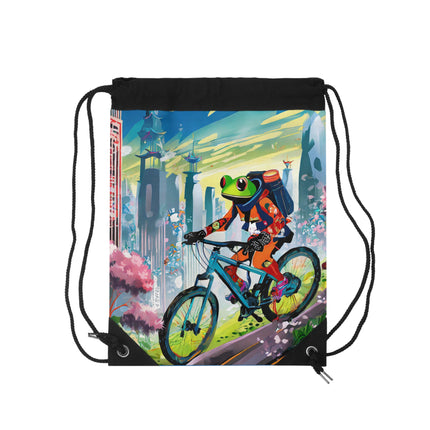Cyberpunk Frog Drawstring Bag