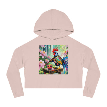Cyberpunk Rooster Cropped Hooded Sweatshirt