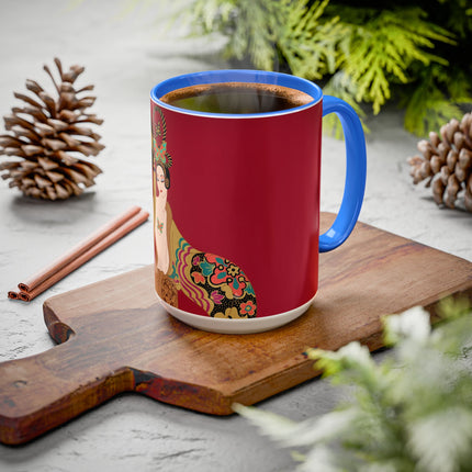 Butterfly Empress of the Crimson Pavilion Colorful Mug (11oz, 15oz) – Art Deco Beauty, Butterfly Elegance & Ornamental Style
