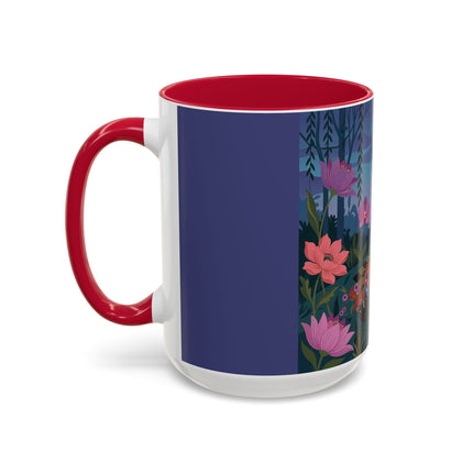 The Lady And The Midnight Birdcage Colorful Mugs – Art Deco Botanical Elegance