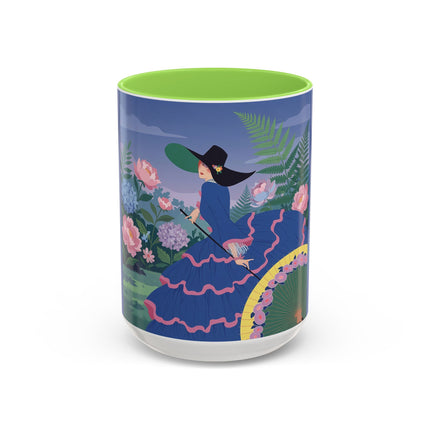 The Lady Of The Garden Stroll Colorful Mugs – Art Deco Botanical Elegance