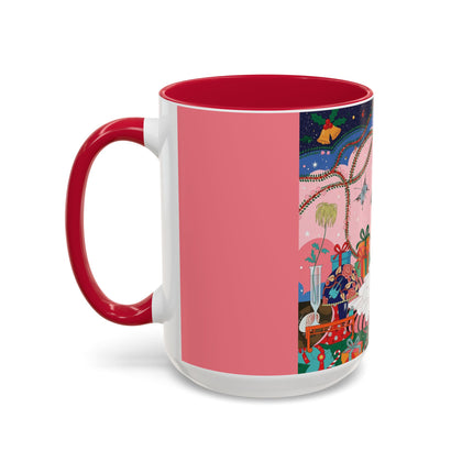 🎀🎄 Christmas Morning In The Rose Parlor Colorful Mug – Art Deco Holiday Fantasy