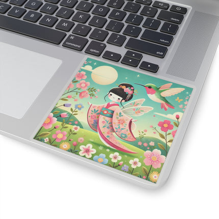Geisha Fairy and the Hummingbird Blossom Kiss-Cut Stickers (4 Sizes)