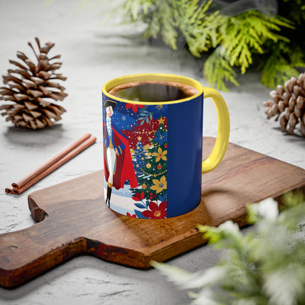 🎭❄️ The Christmas Masquerade Lady Colorful Mug – Art Deco Holiday Fantasy