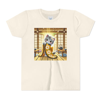 Playful Kitten in the Tea Room Youth Short Sleeve Tee