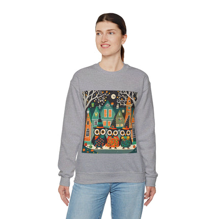 Night of the Trick-or-Treating Owlets Unisex Heavy Blend™ Crewneck Sweatshirt