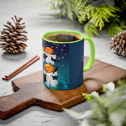 🐈‍⬛🎃 The Flying Black Cats Of Halloween Colorful Mug – Whimsical Storybook Charm
