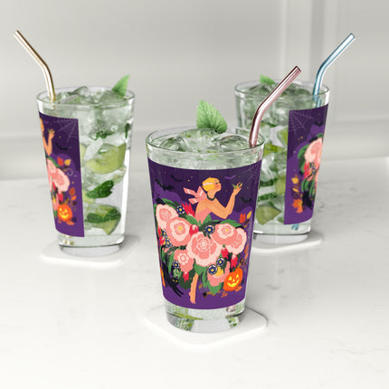 🌹🎃 The Lady Of The Haunted Rose Garden Glass, 16oz – Romantic Halloween Charm