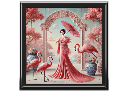 Petals, Porcelain, and Flamingos Jewelry Box