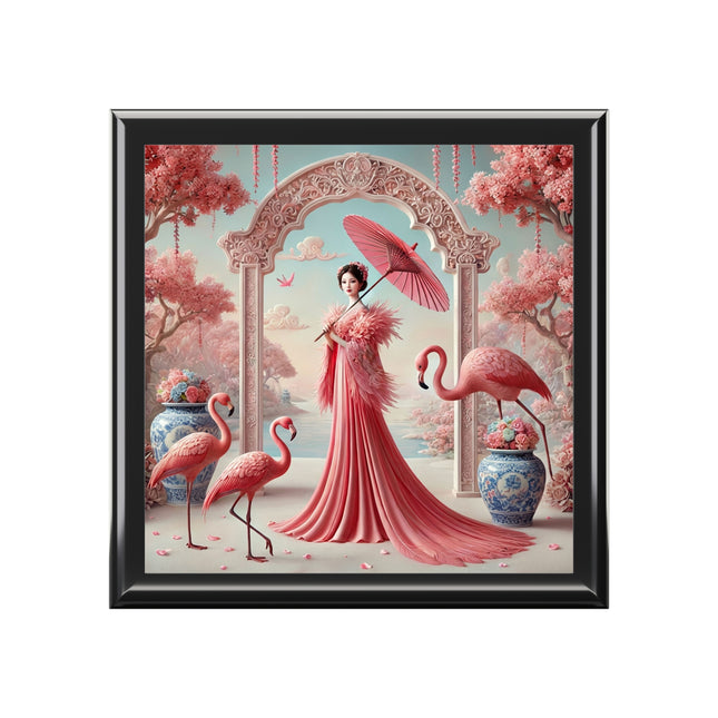 Petals, Porcelain, and Flamingos Jewelry Box