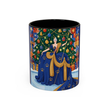 👑🎄 The Christmas Queen Of Golden Bells Colorful Mug – Art Deco Holiday Elegance