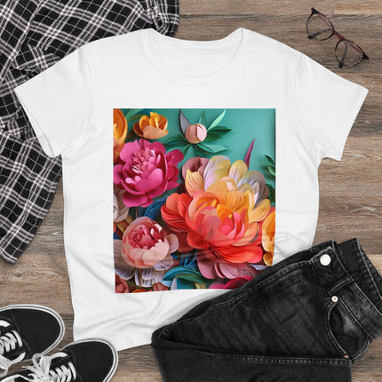 Peonies in Full Bloom Women's Midweight Cotton Tee