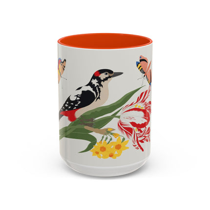 Woodpecker & Tulip Colorful Mugs – Vibrant Spring & Bold Beauty