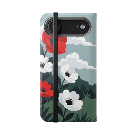 🌺🎩 The Ladies Of The Scarlet Garden Flip Case – Art Deco Floral Adventure