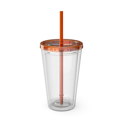 Geisha Kitten’s River Voyage Sunsplash Tumbler with Straw, 16oz