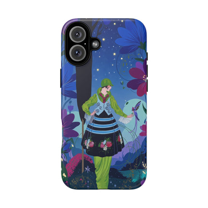 🌸🐦 The Lady Of The Midnight Bird Garden Phone Case – Art Deco Floral Fantasy