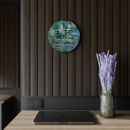 Water Lilies and Japanese Bridge by Claude Monet Acrylic Wall Clock, Round and Square