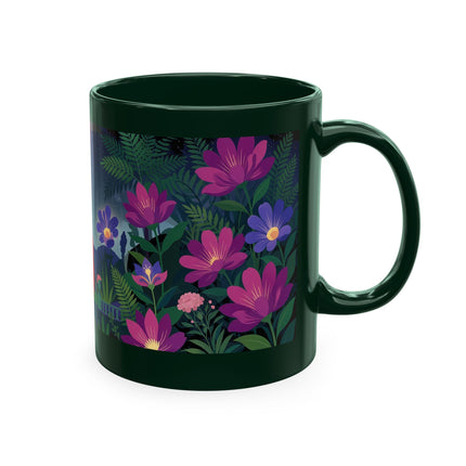 🌙🌺 The Lady Of The Midnight Flower Garden Ceramic Mug – Art Deco Floral Elegance