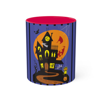 Halloween Night at the Haunted House Colorful Mugs, 11oz