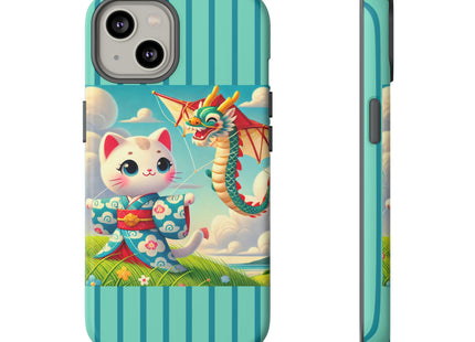 Geisha Kitten and the Dragon Kite Phone Cases