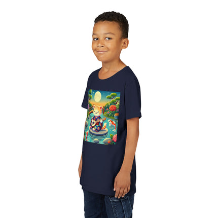 Melodic Kitten by the Koi Pond Youth Short Sleeve Tee