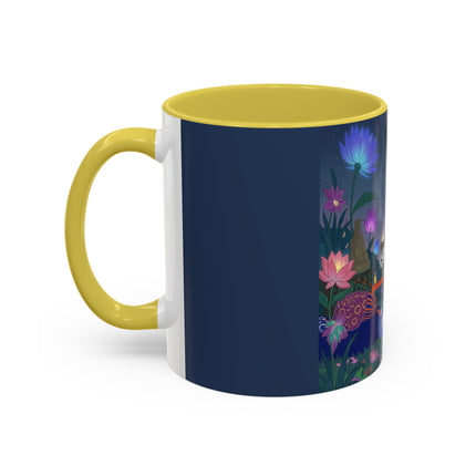 Moonlit Incense Ceremony Colorful Mugs – Art Deco Meditation Garden