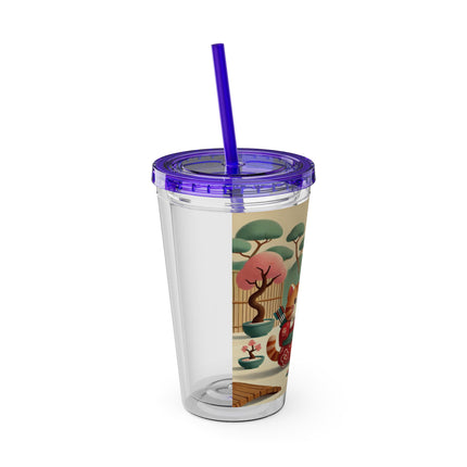 Archer Kitten in the Zen Garden Sunsplash Tumbler with Straw, 16oz
