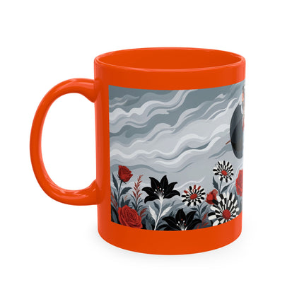 ☂️🌹 The Lady In The Windy Rose Garden Ceramic Mug – Art Deco Fashion Whimsy