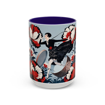 ❤️🌺 The Scarlet Blossom Dancer Colorful Mug – Art Deco Fashion Whimsy